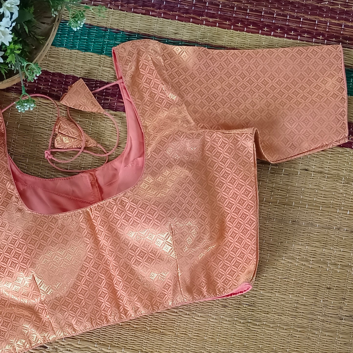Classic Pastel Orange Brocade Blouse( assorted)