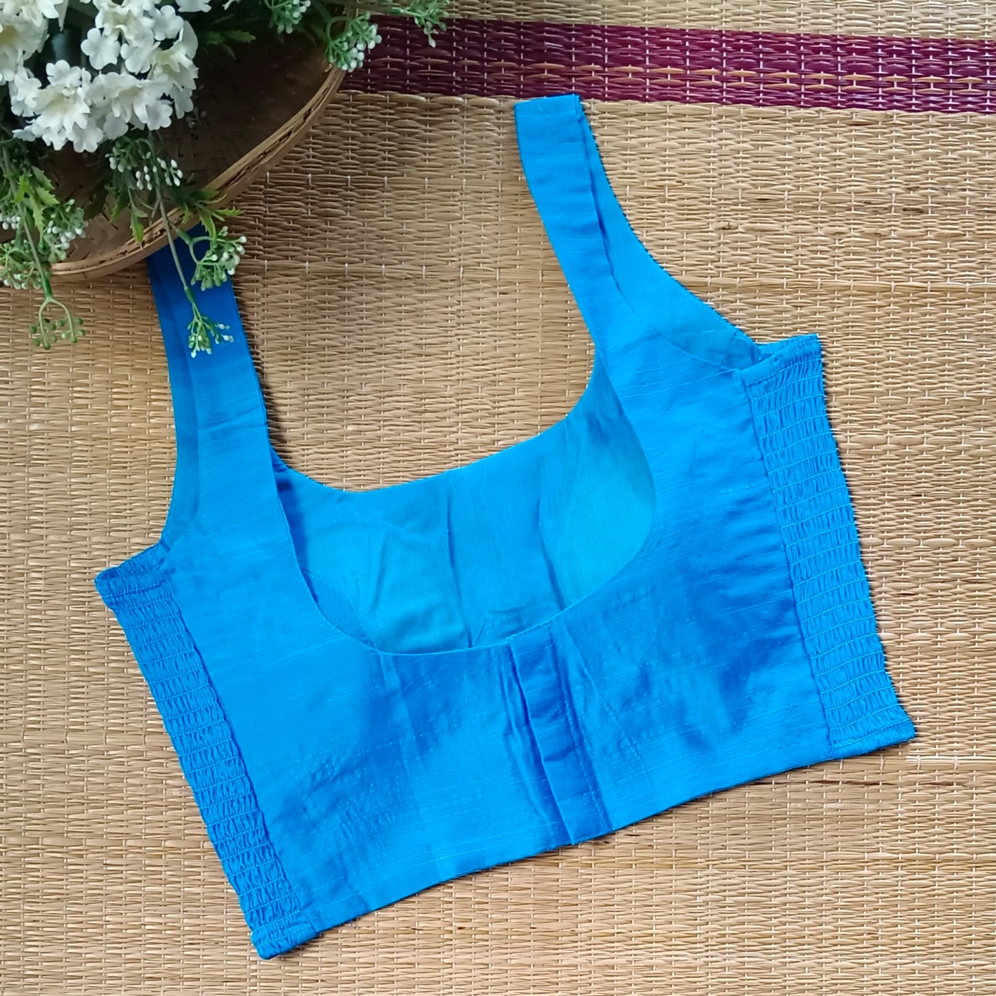 Blue 1 plain flexifit U neck blouse