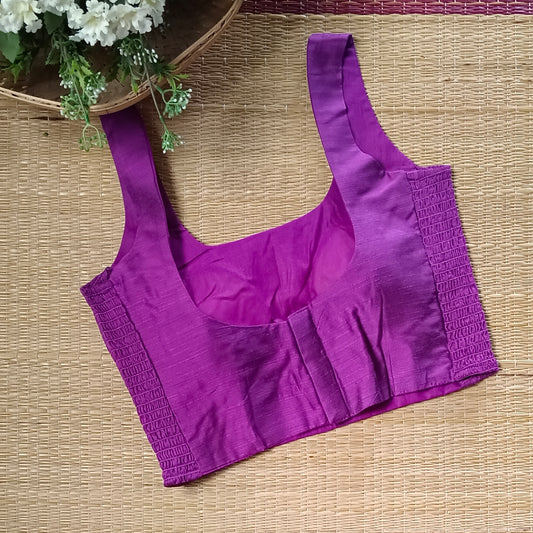 Magenta plain flexifit U neck blouse