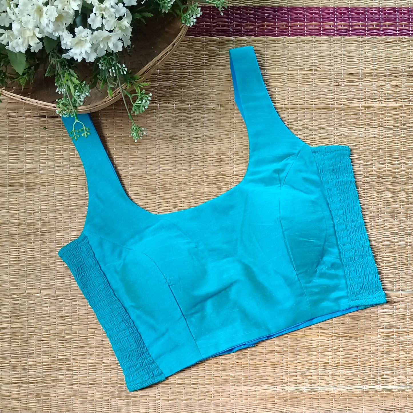 Blue 2 plain flexifit U neck blouse