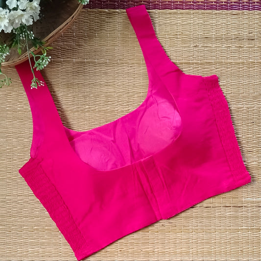 Hot pink plain flexifit U neck blouse