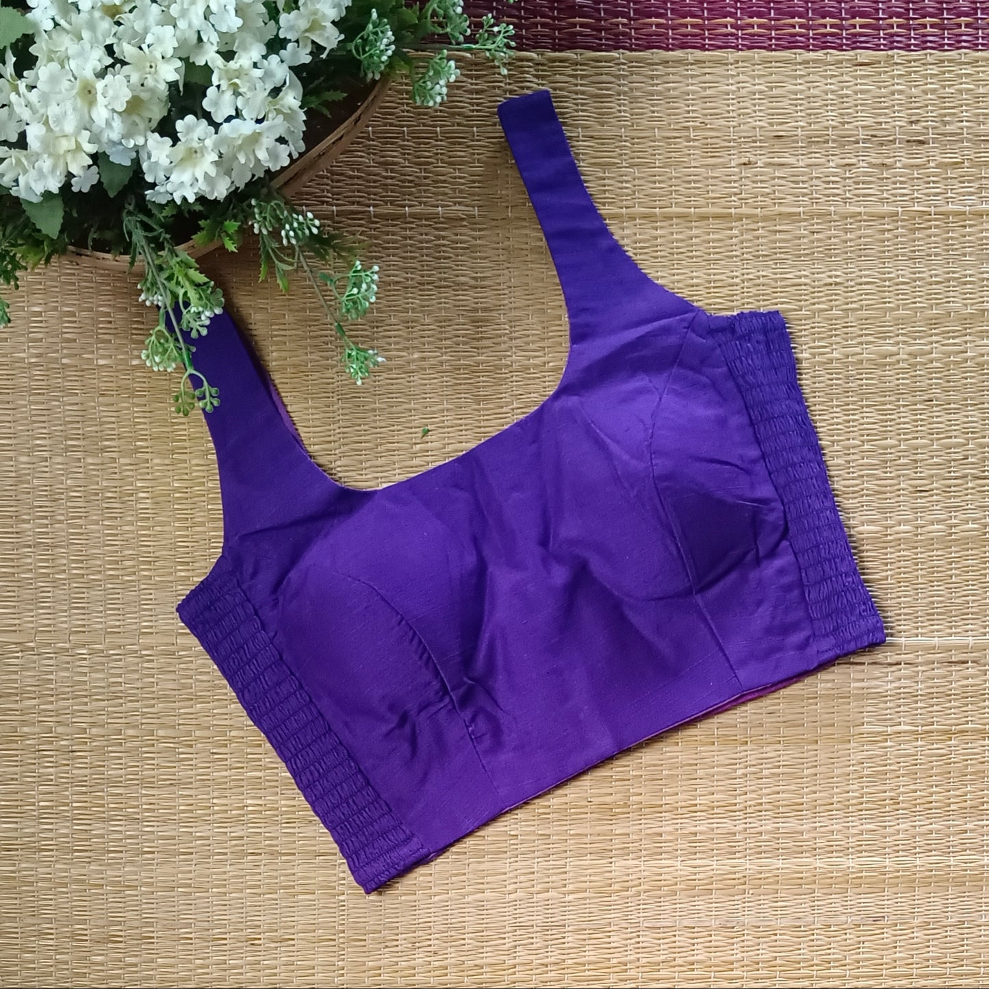Purple plain flexifit U neck blouse