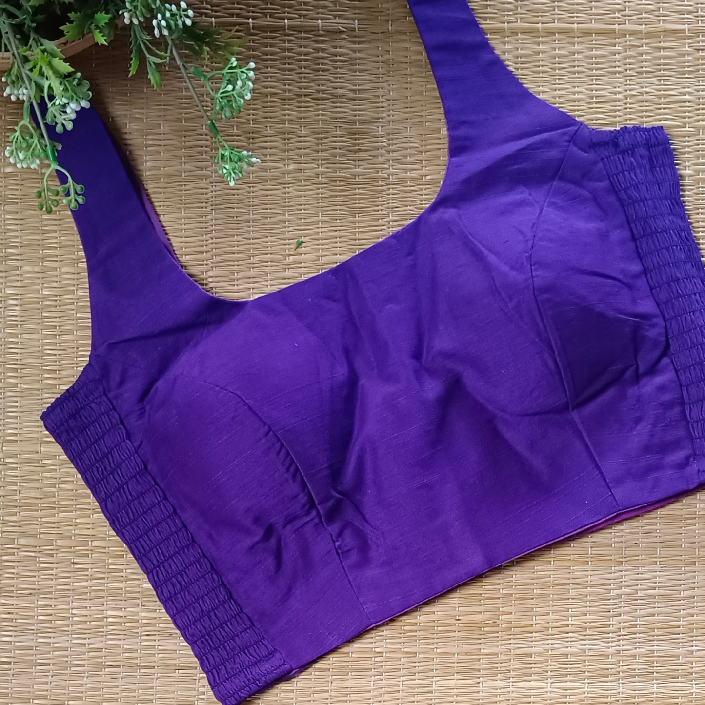 Purple plain flexifit U neck blouse