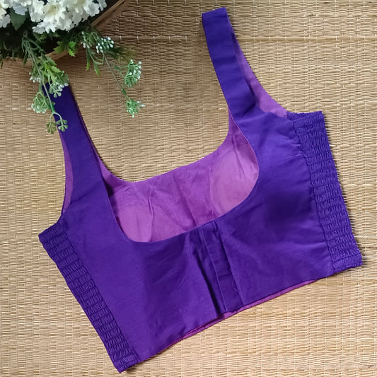 Purple plain flexifit U neck blouse