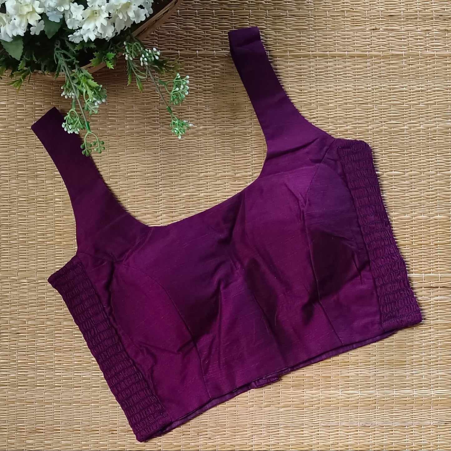 Wine plain flexifit U neck blouse