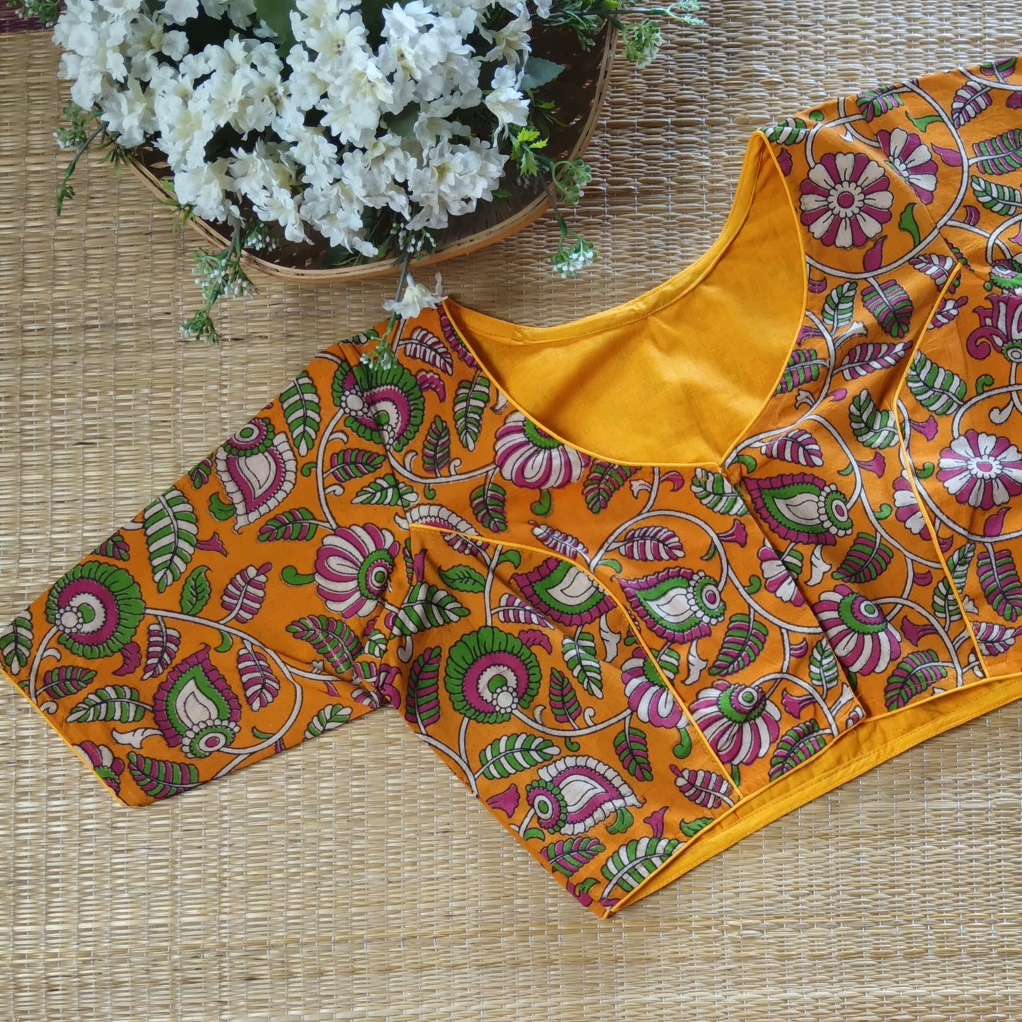 Yellow Kalamkari Cotton Blouse