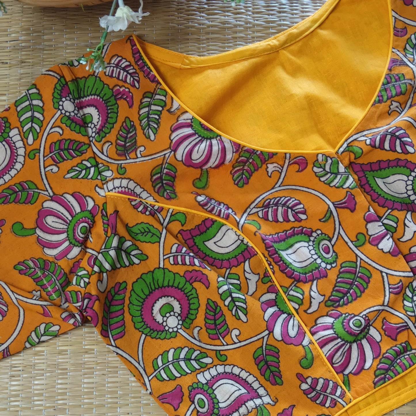 Yellow Kalamkari Cotton Blouse