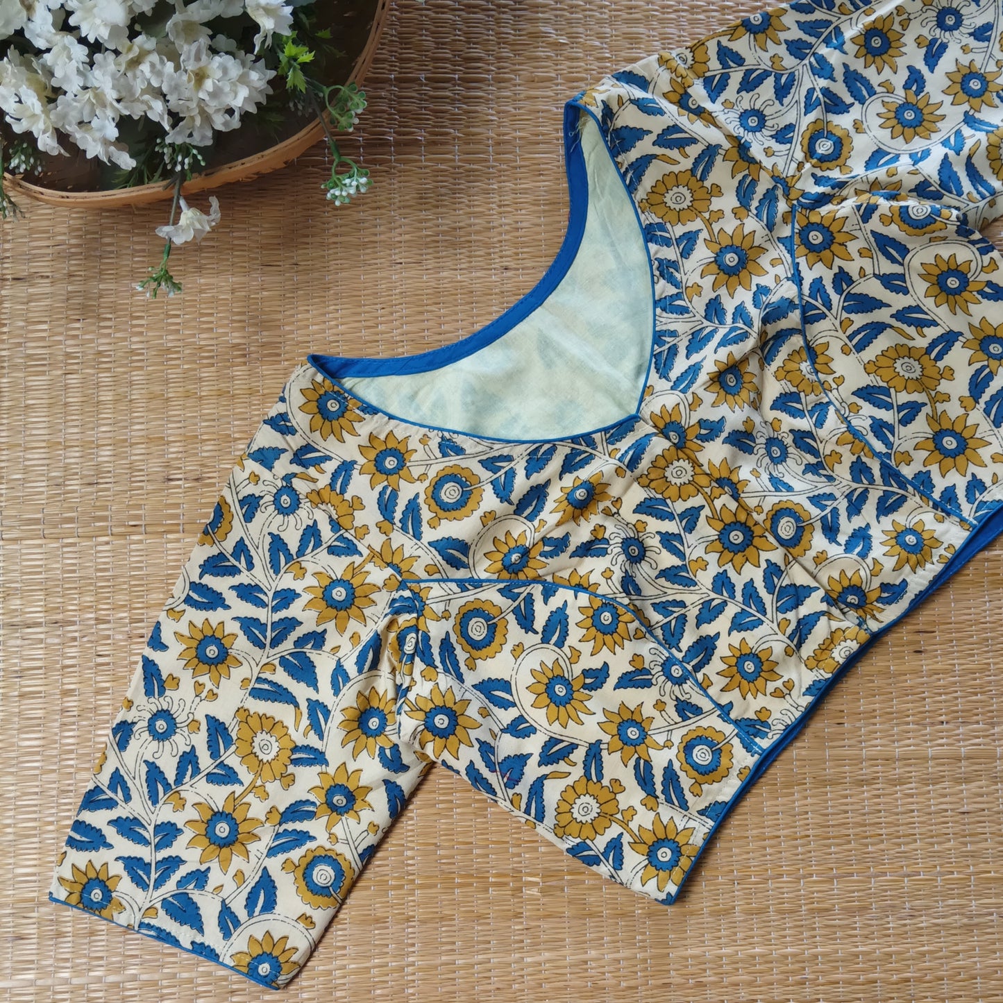 Light Yellow Kalamkari Cotton Blouse