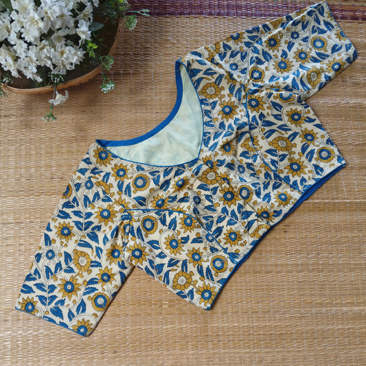 Light Yellow Kalamkari Cotton Blouse