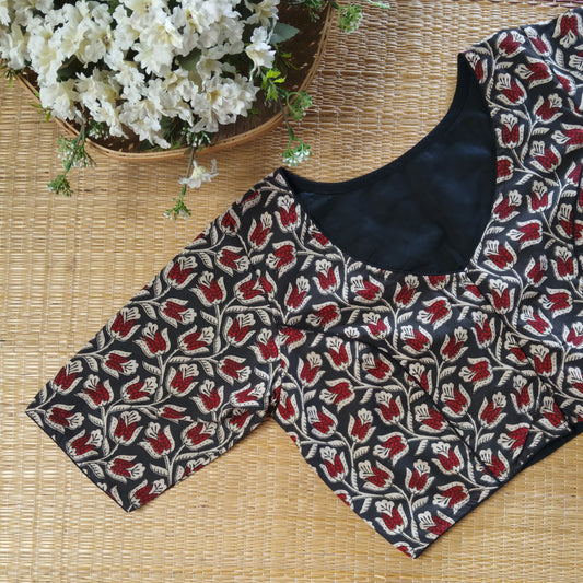 Black Kalamkari Cotton Blouse