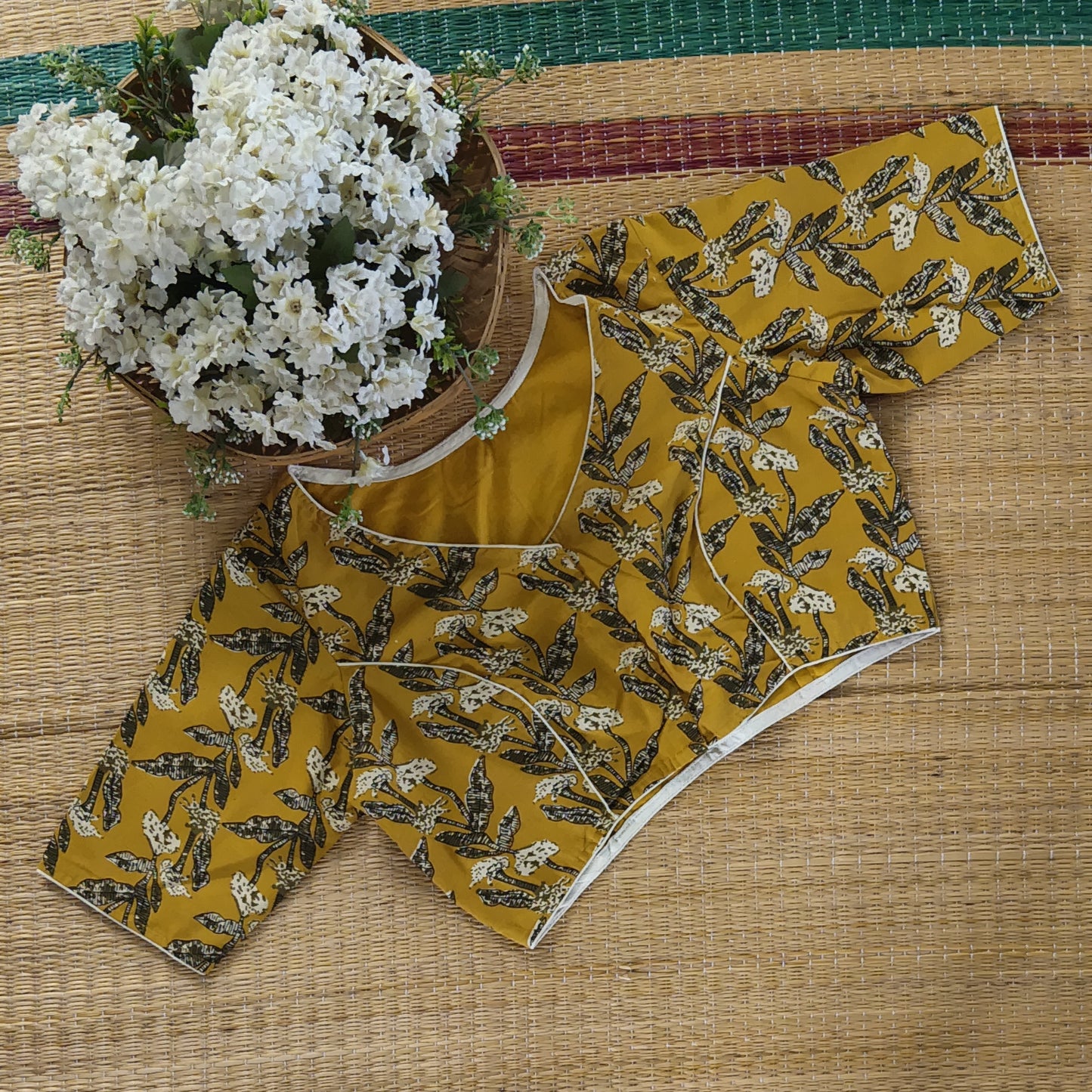 Dark Mustard Kalamkari Cotton Blouse