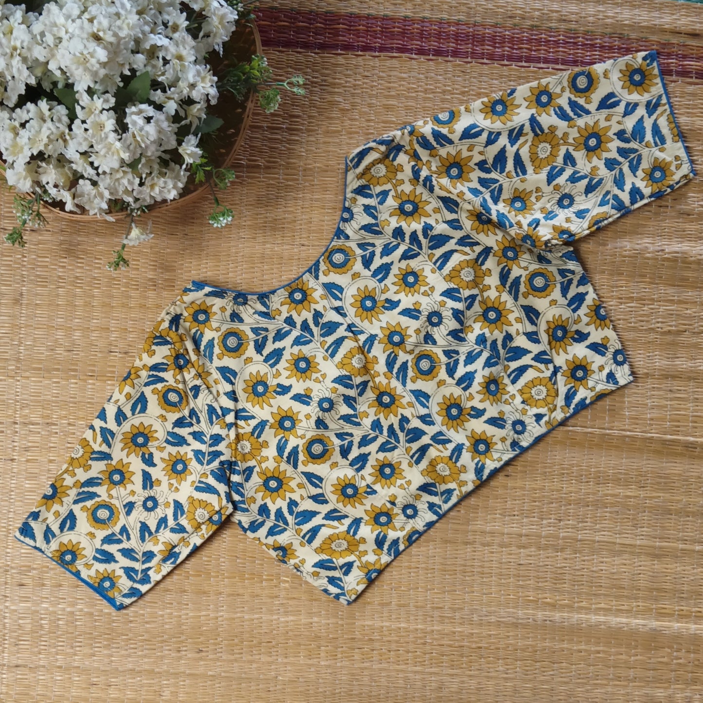 Light Yellow Kalamkari Cotton Blouse