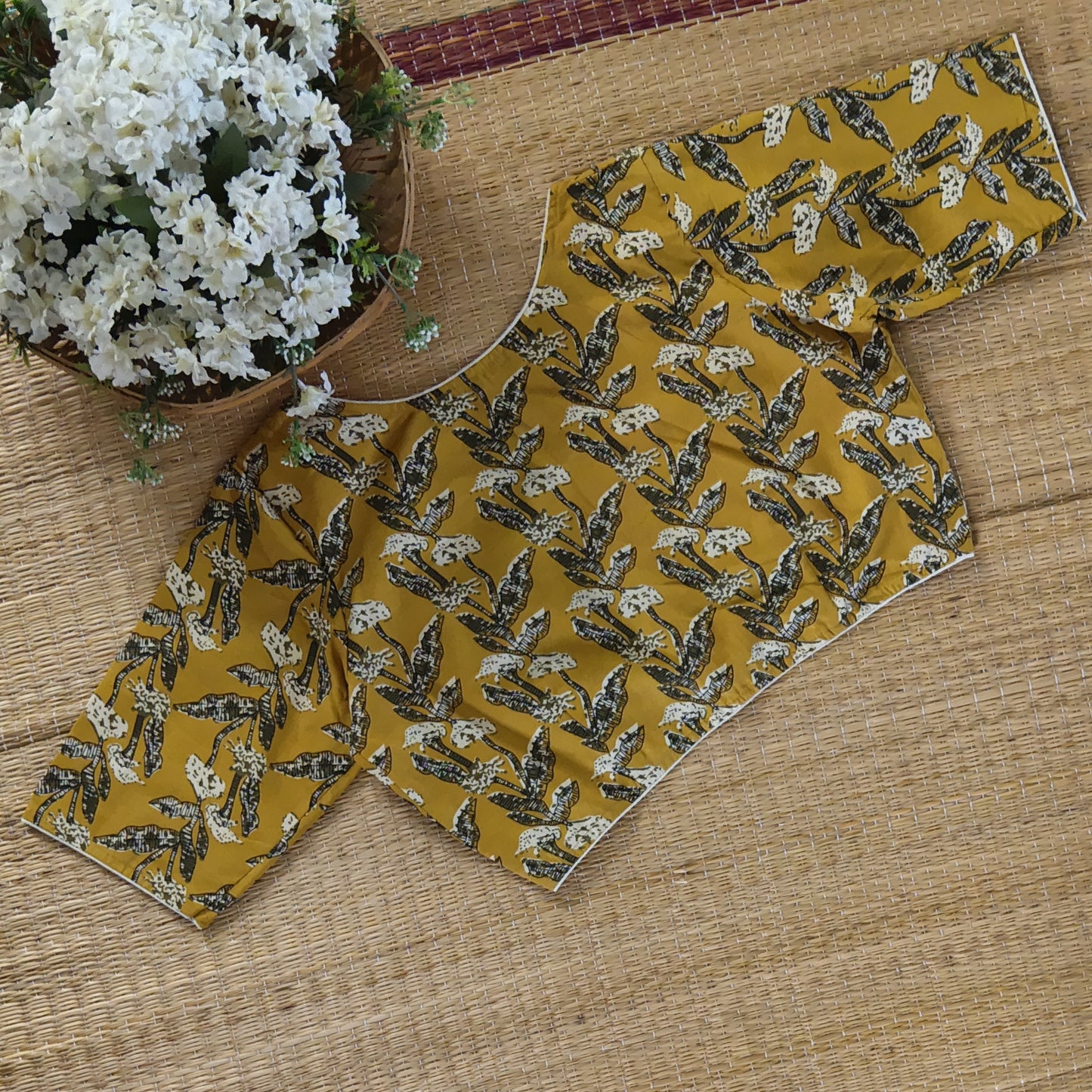 Dark Mustard Kalamkari Cotton Blouse