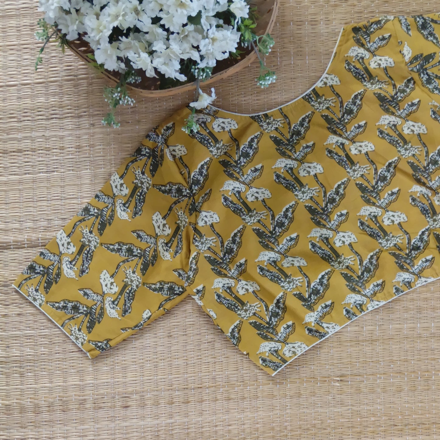 Dark Mustard Kalamkari Cotton Blouse