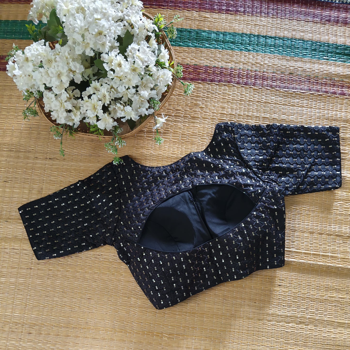 Black Semi Silk Sequence Blouse(assorted)