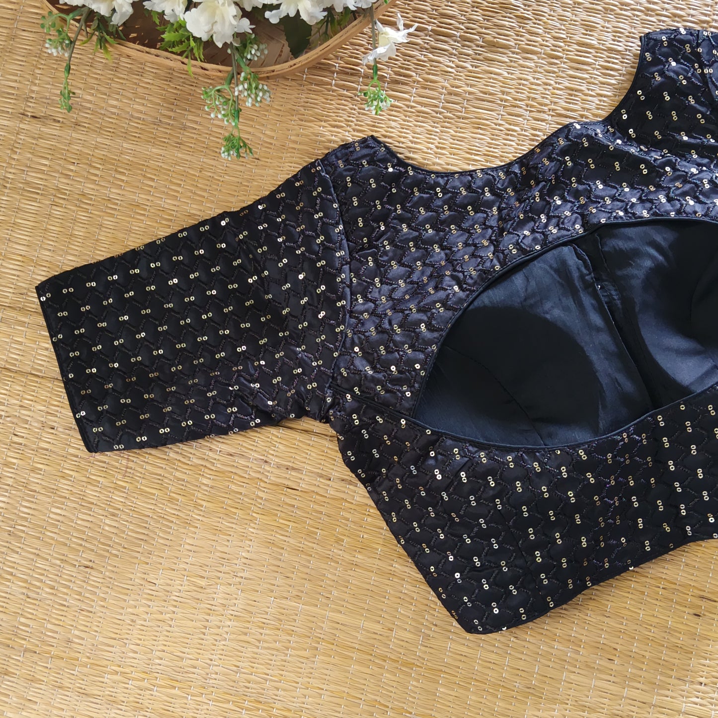 Black Semi Silk Sequence Blouse(assorted)