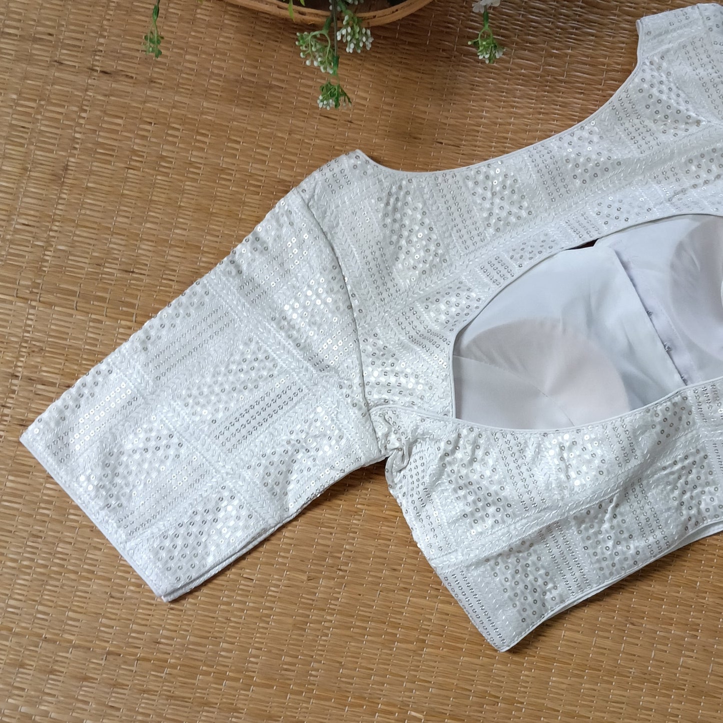 White Semi Silk Sequence Blouse(assorted)