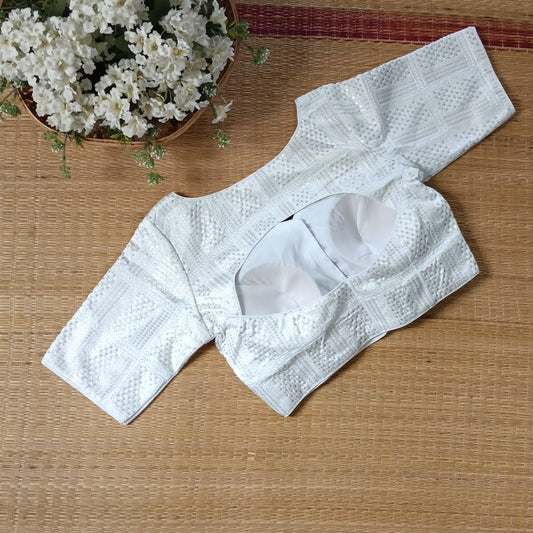 White Semi Silk Sequence Blouse(assorted)