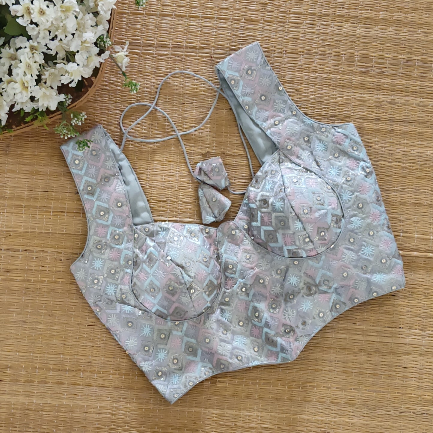 Pastel Grey Corset Blouse