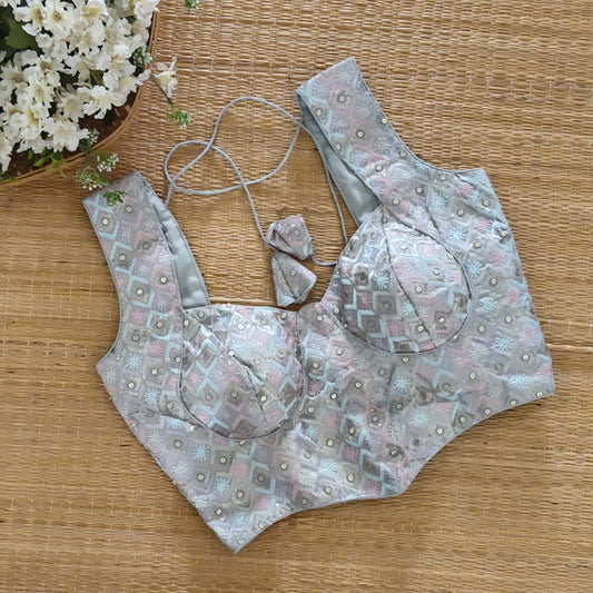 Pastel Grey Corset Blouse