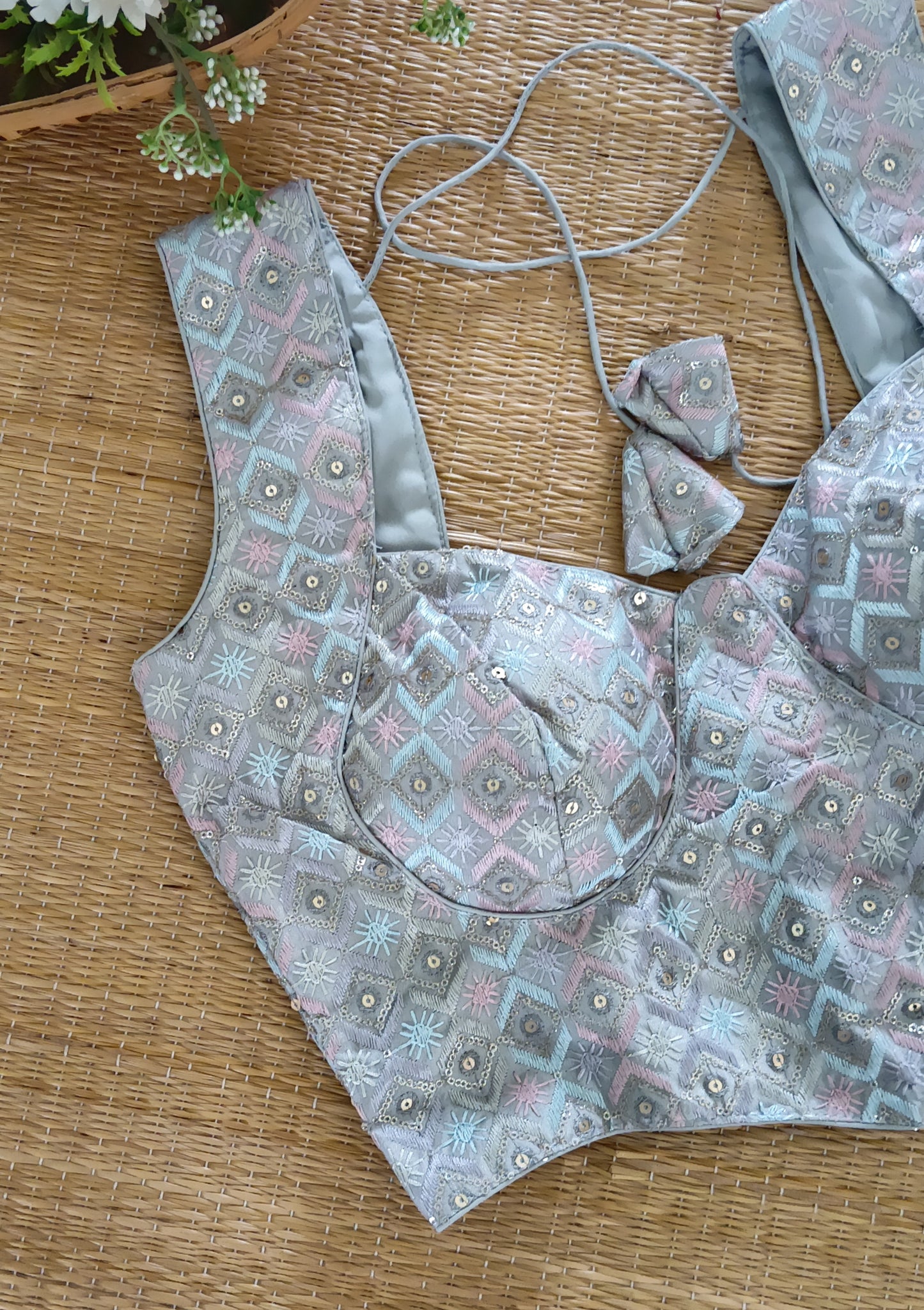 Pastel Grey Corset Blouse