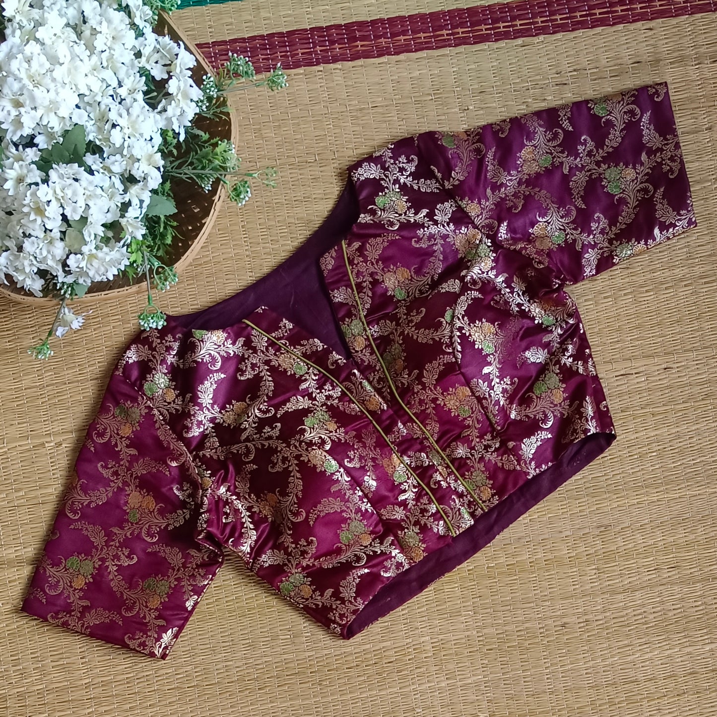 Maroonish Brown Banarasi Silk Blouse