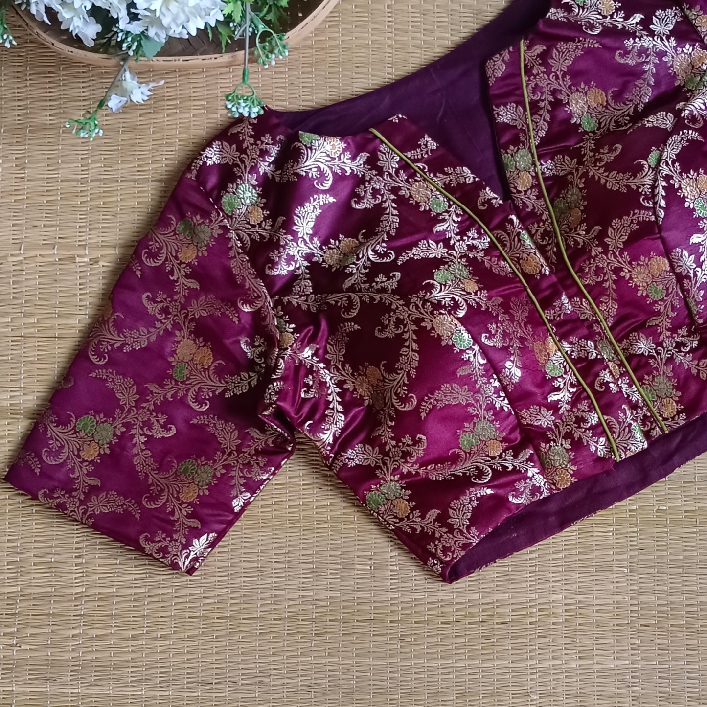 Maroonish Brown Banarasi Silk Blouse