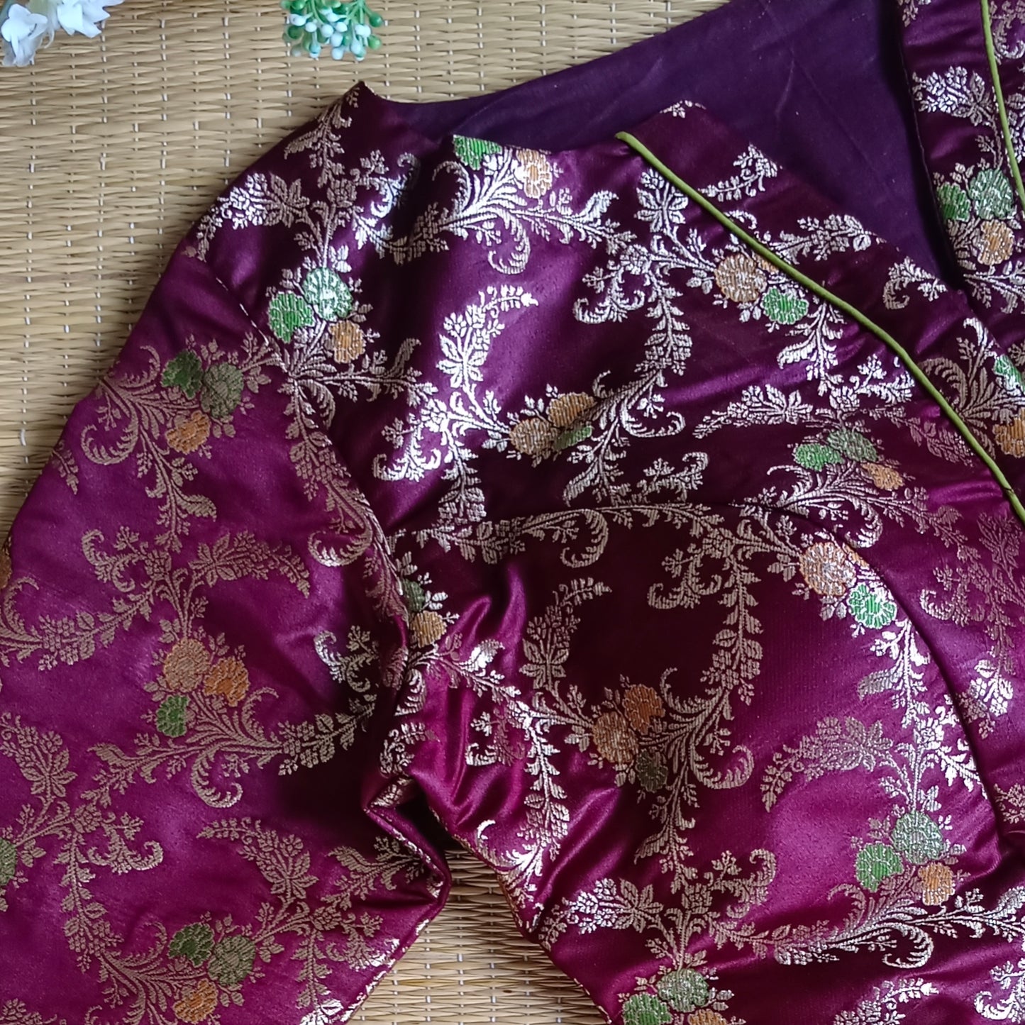 Maroonish Brown Banarasi Silk Blouse