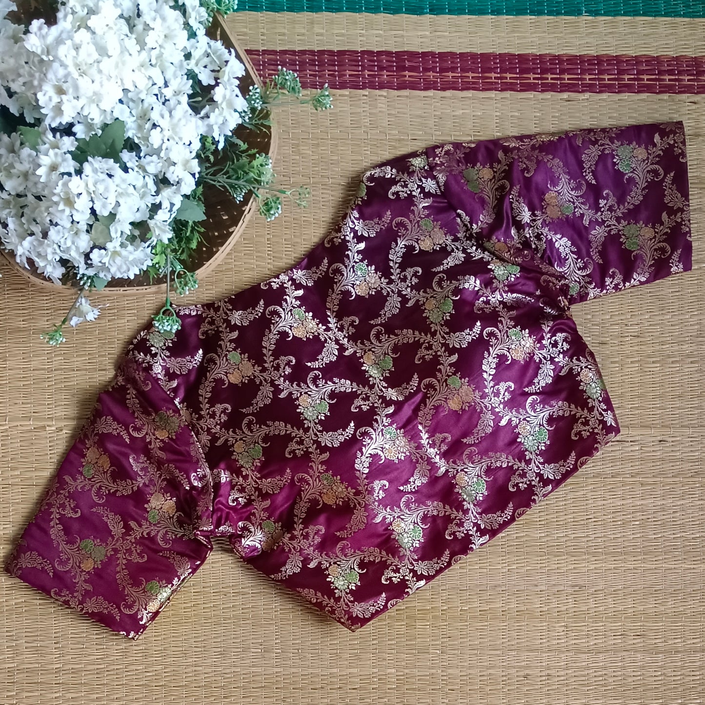 Maroonish Brown Banarasi Silk Blouse