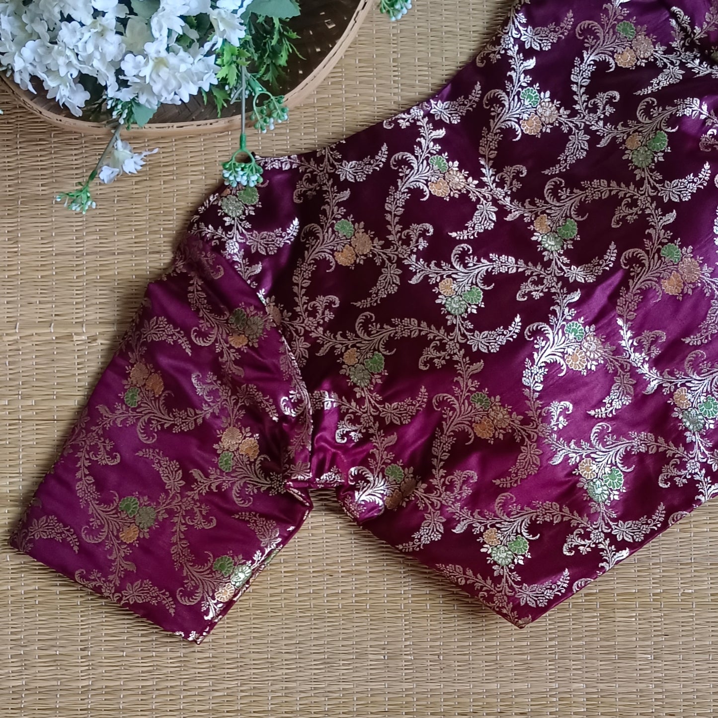 Maroonish Brown Banarasi Silk Blouse