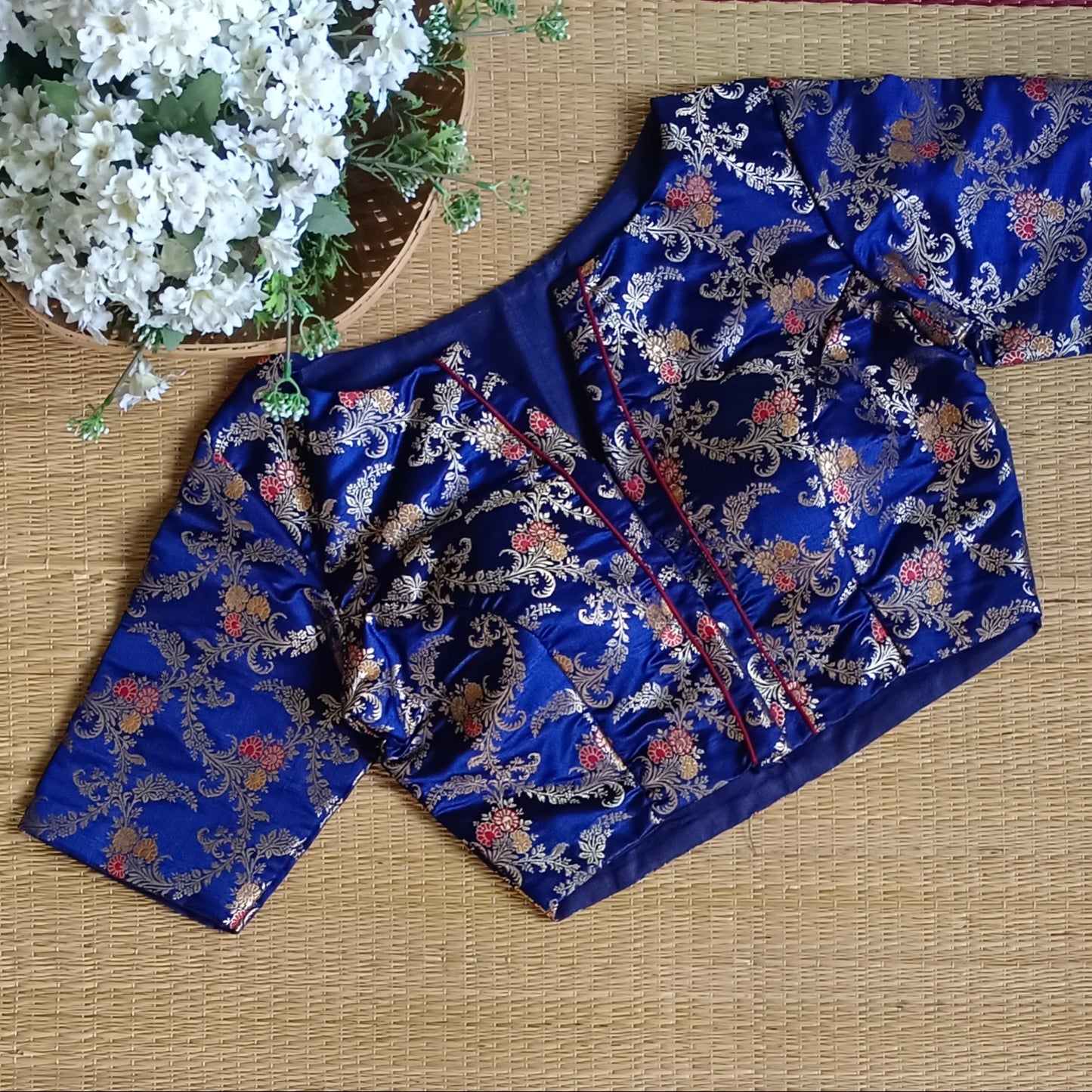 Light Navy Blue Banarasi Silk Blouse