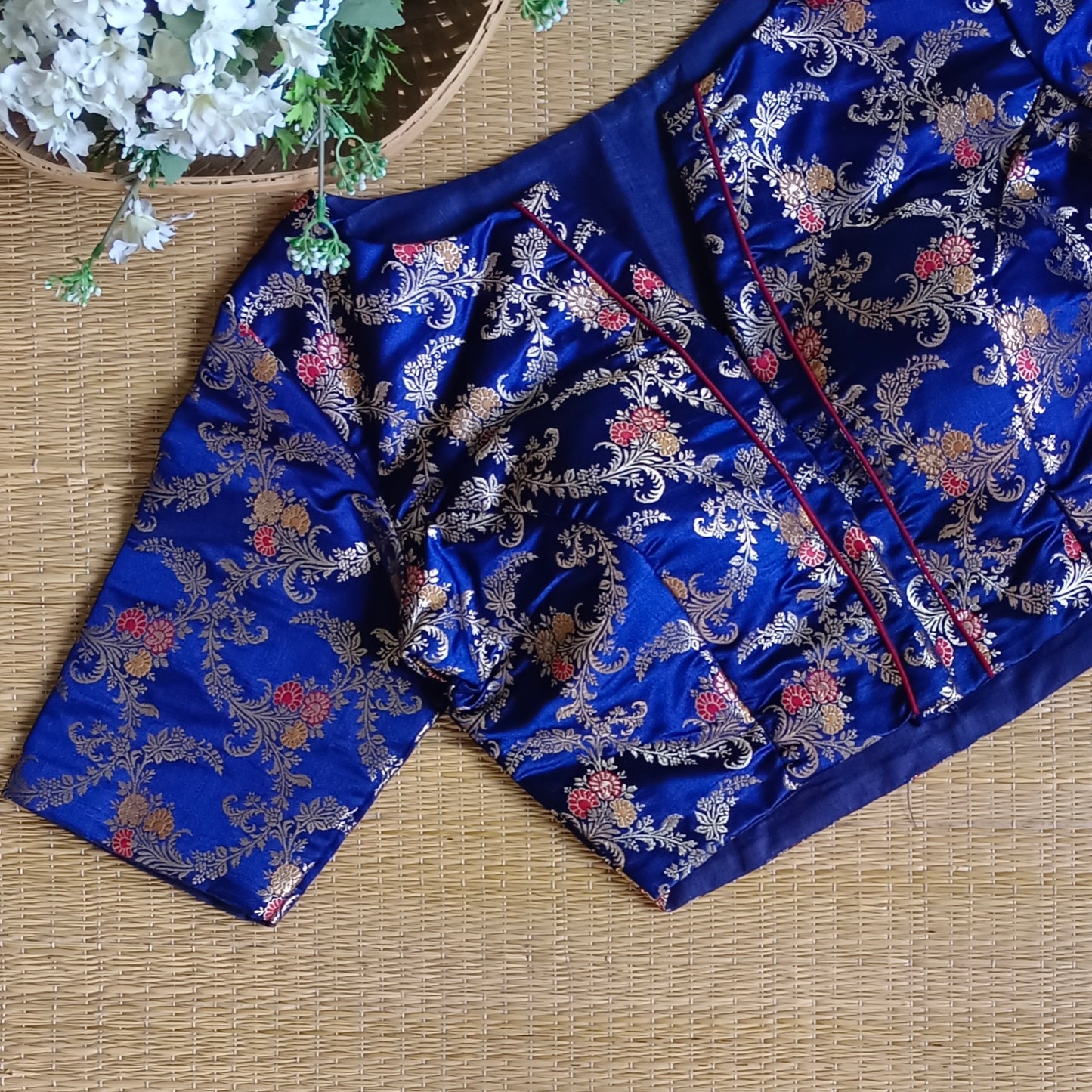 Light Navy Blue Banarasi Silk Blouse