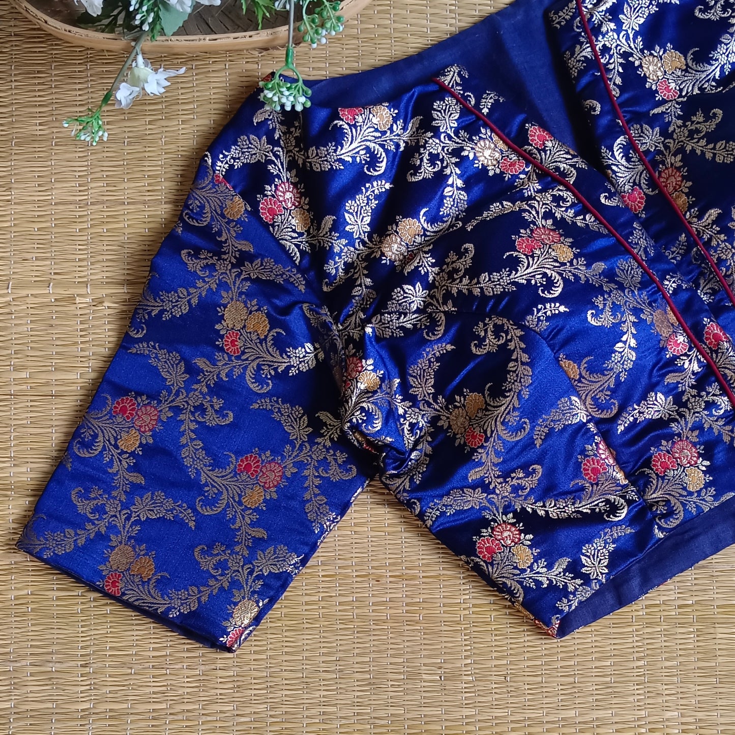 Light Navy Blue Banarasi Silk Blouse
