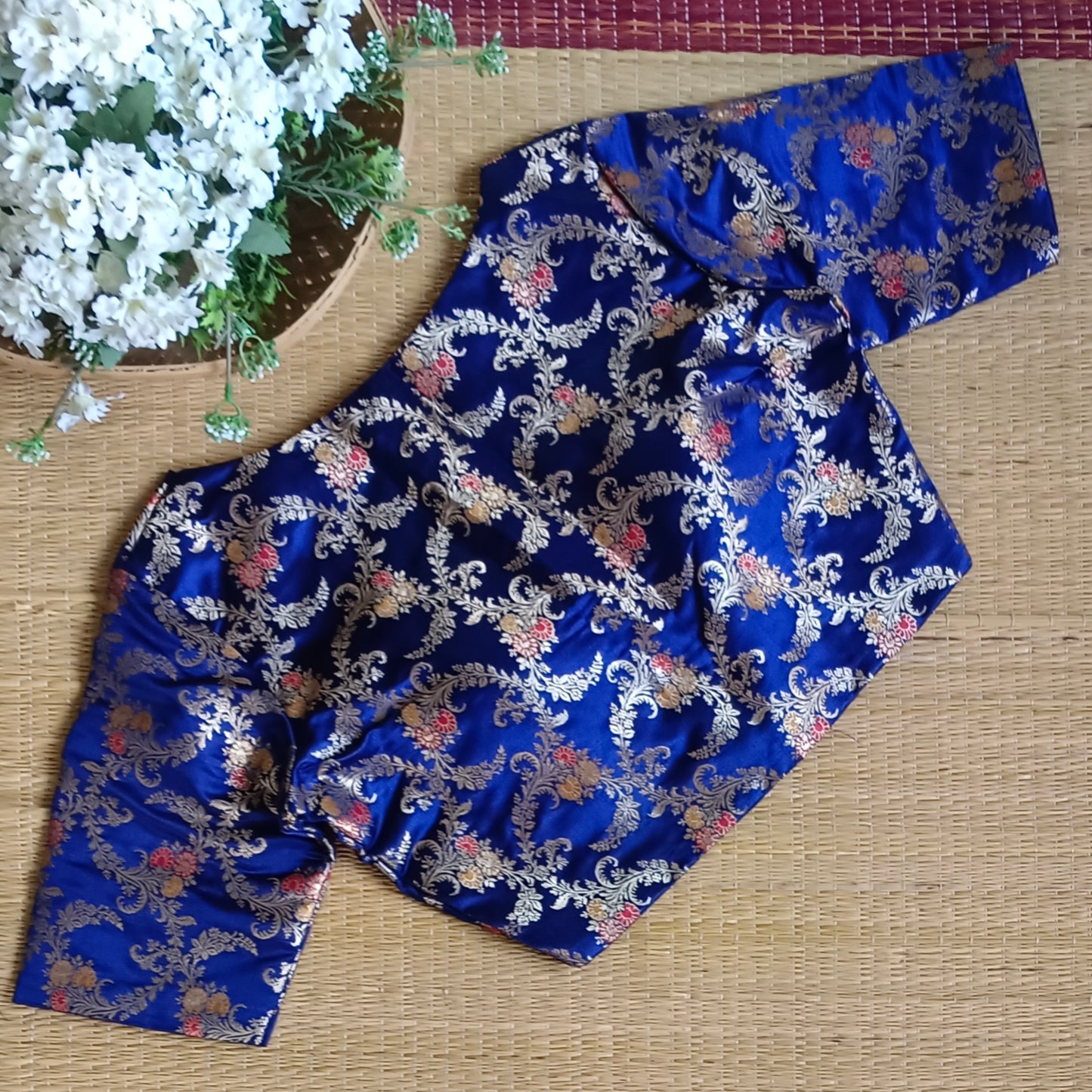 Light Navy Blue Banarasi Silk Blouse