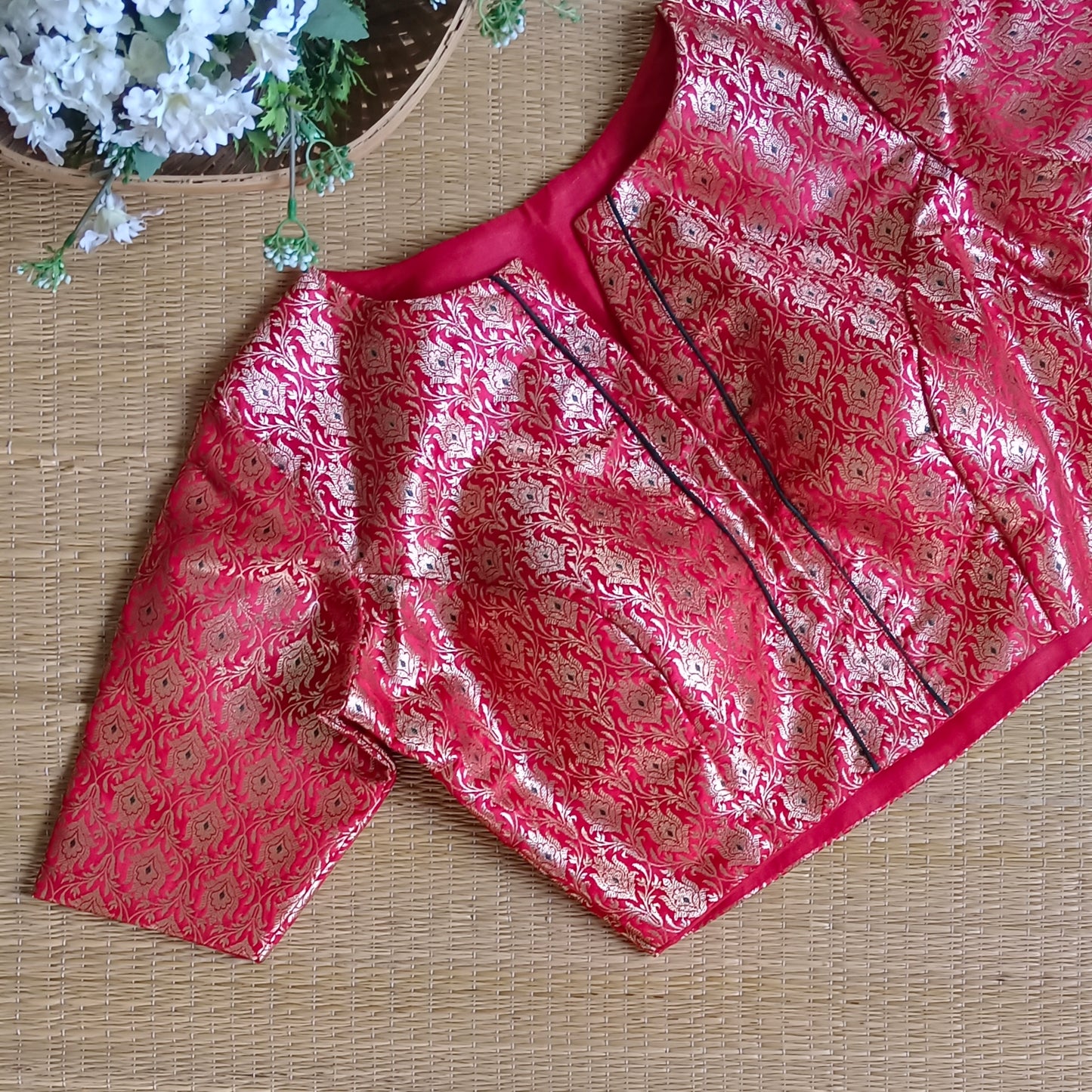 Red Banarasi Silk Blouse