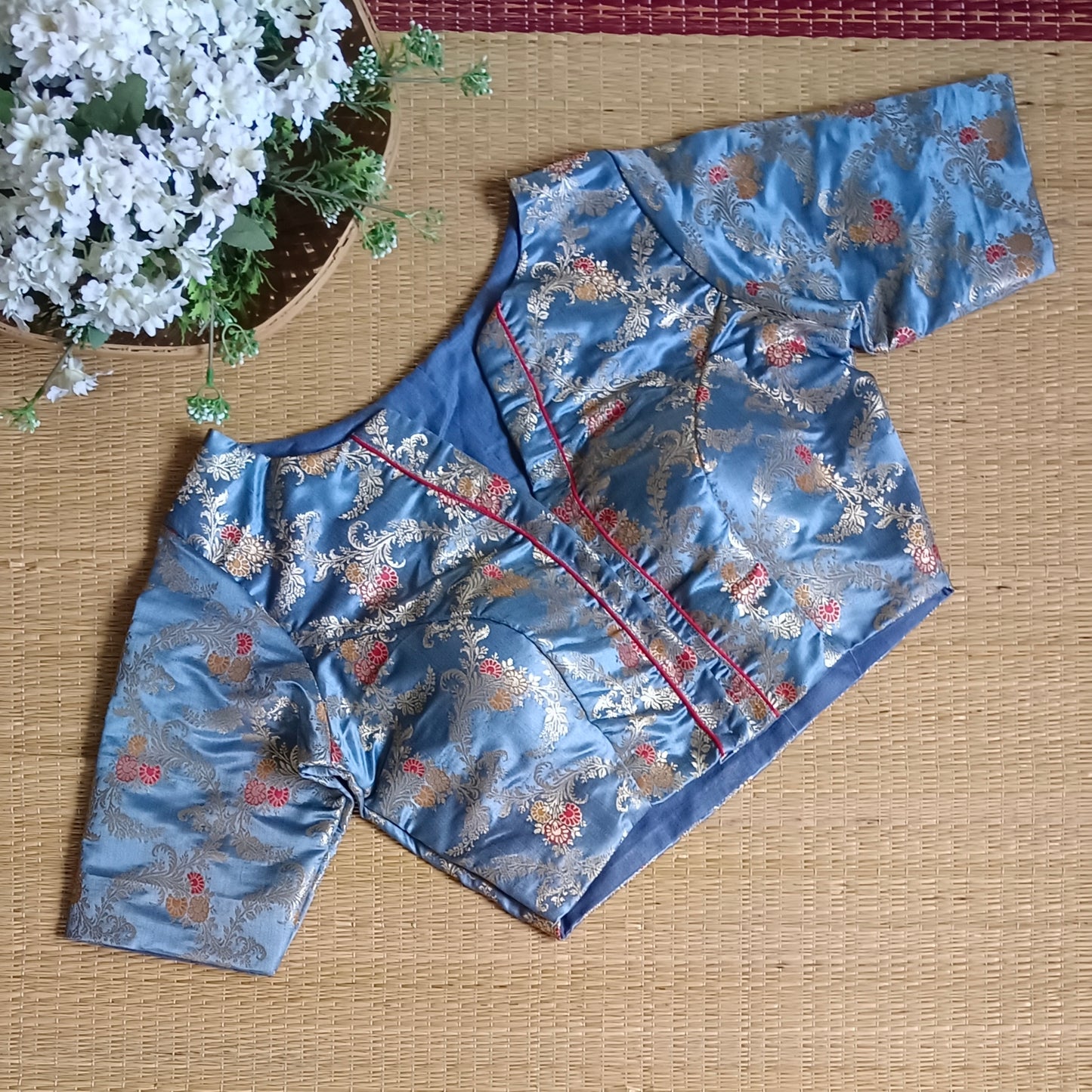Grey Banarasi Silk Blouse