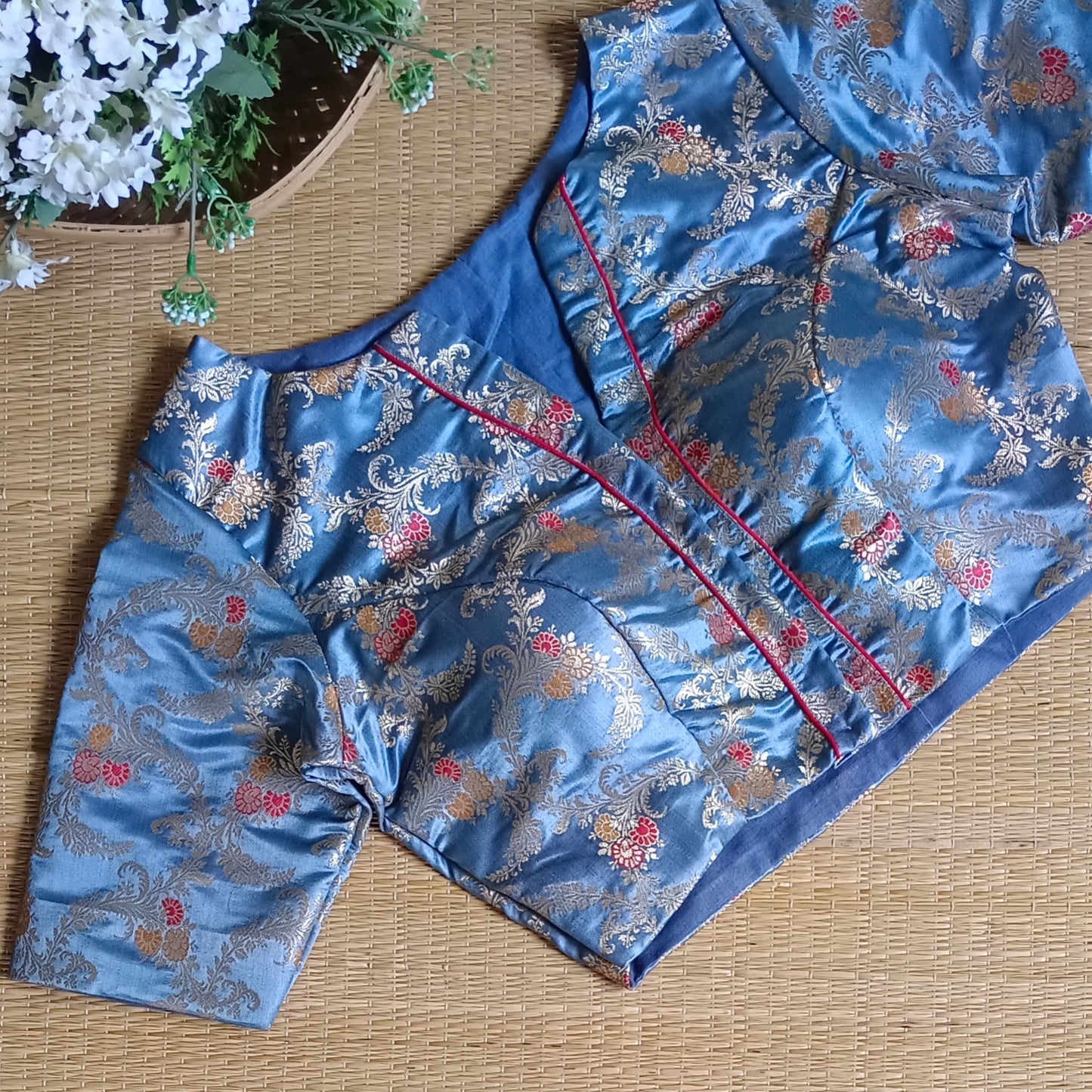 Grey Banarasi Silk Blouse