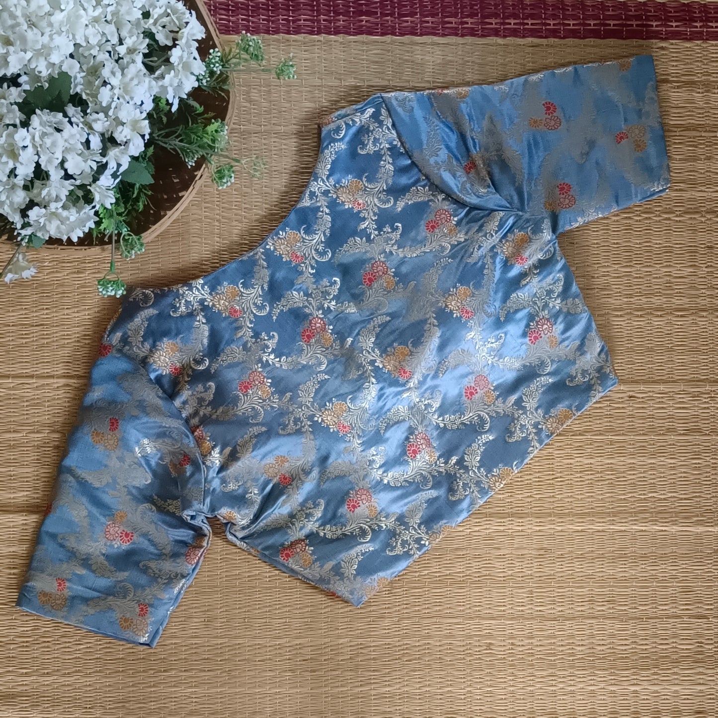 Grey Banarasi Silk Blouse
