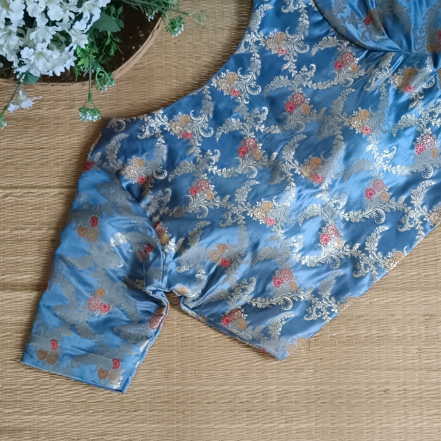 Grey Banarasi Silk Blouse