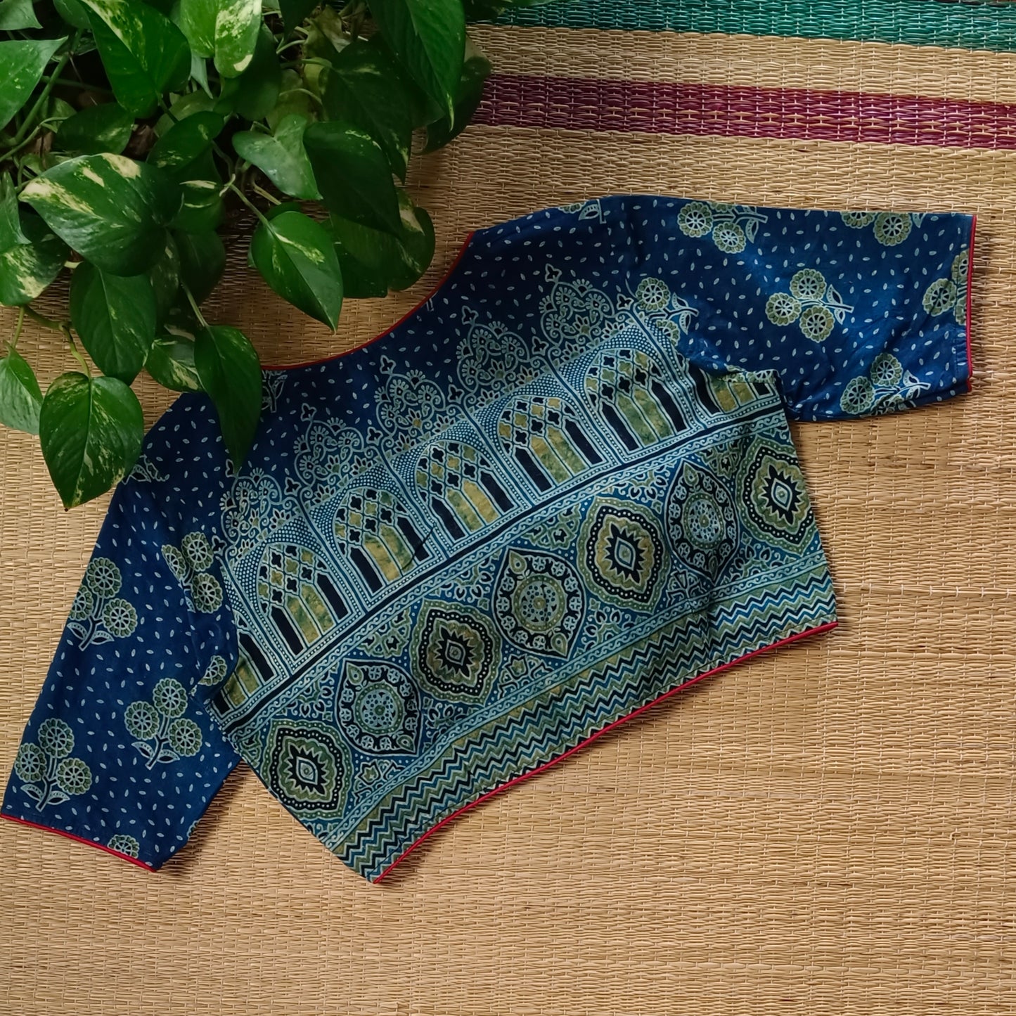 Blue Ajrak Cotton Blouse