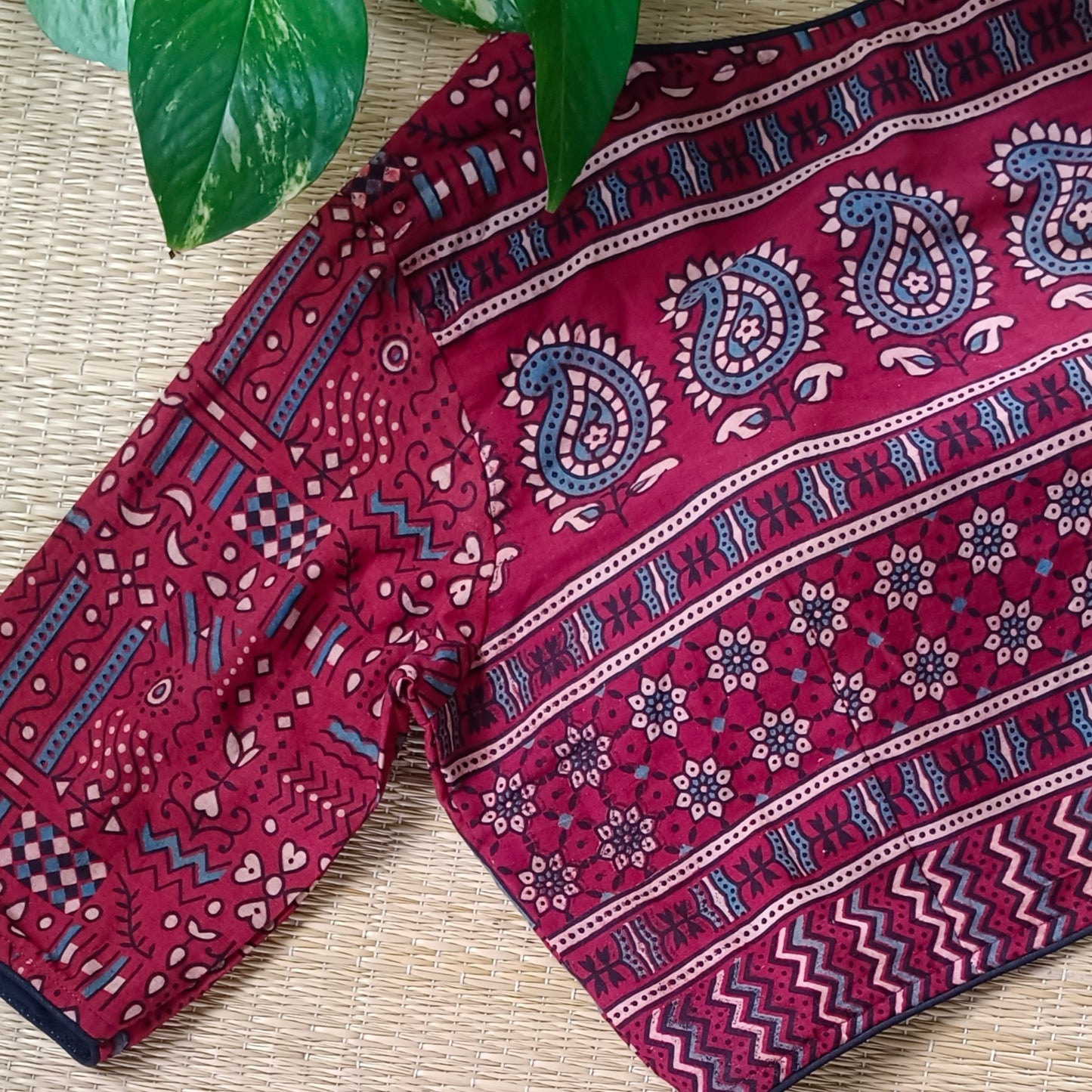 Maroon Ajrak Cotton Blouse