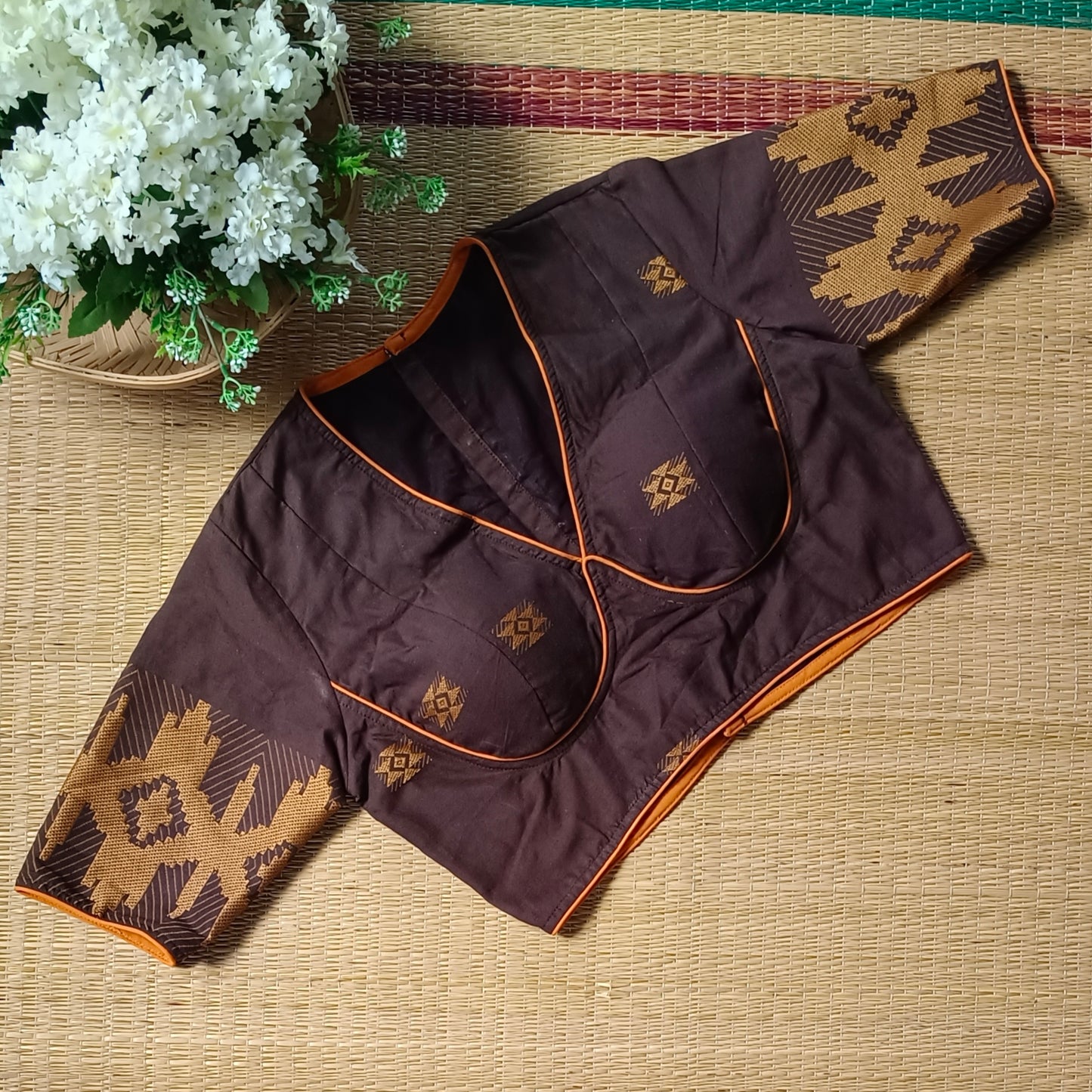 Brown Jamdani Cotton Blouse