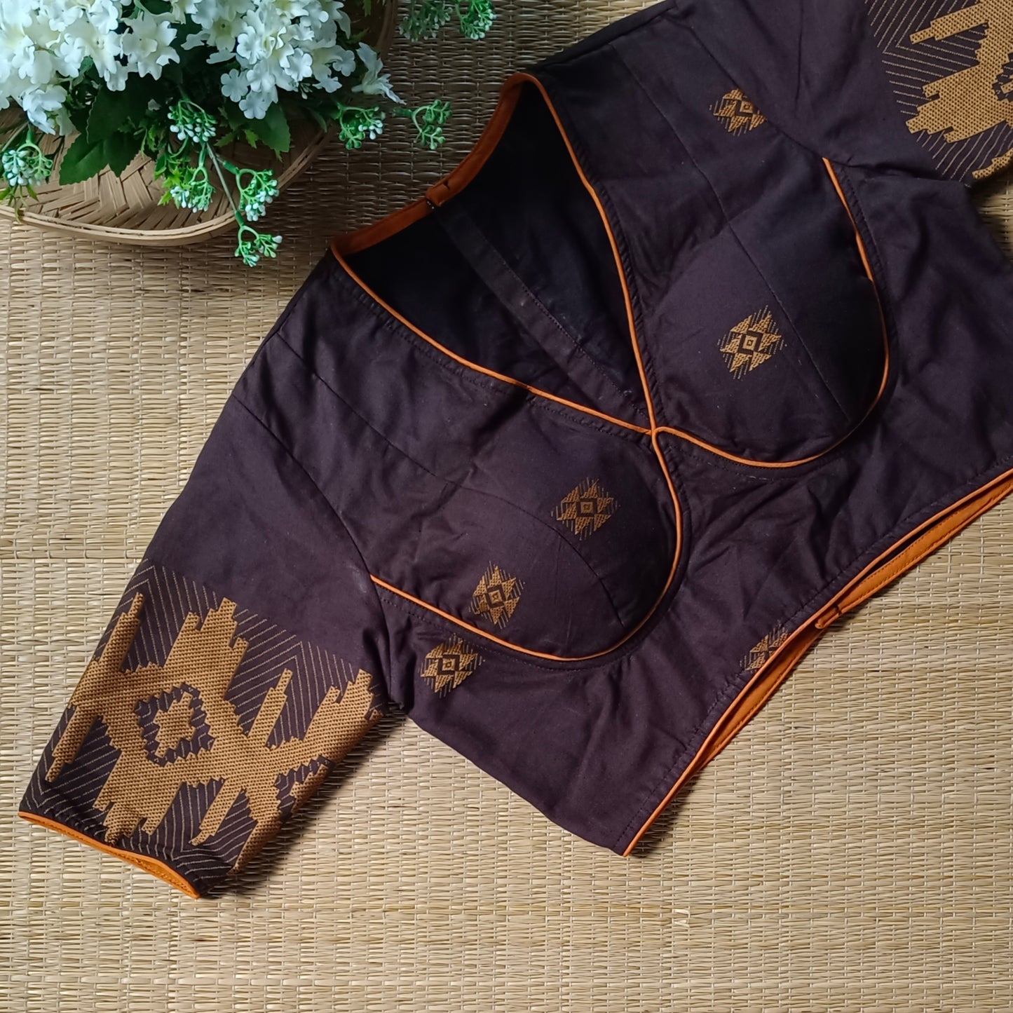 Brown Jamdani Cotton Blouse