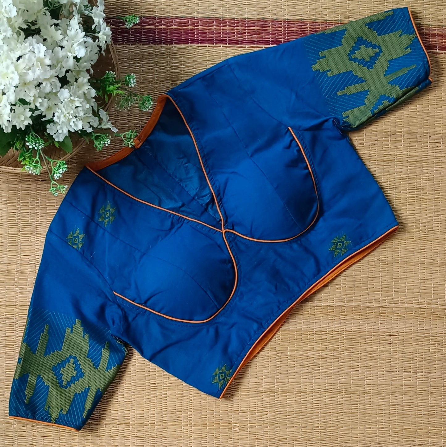Dark Blue Jamdani Cotton Blouse