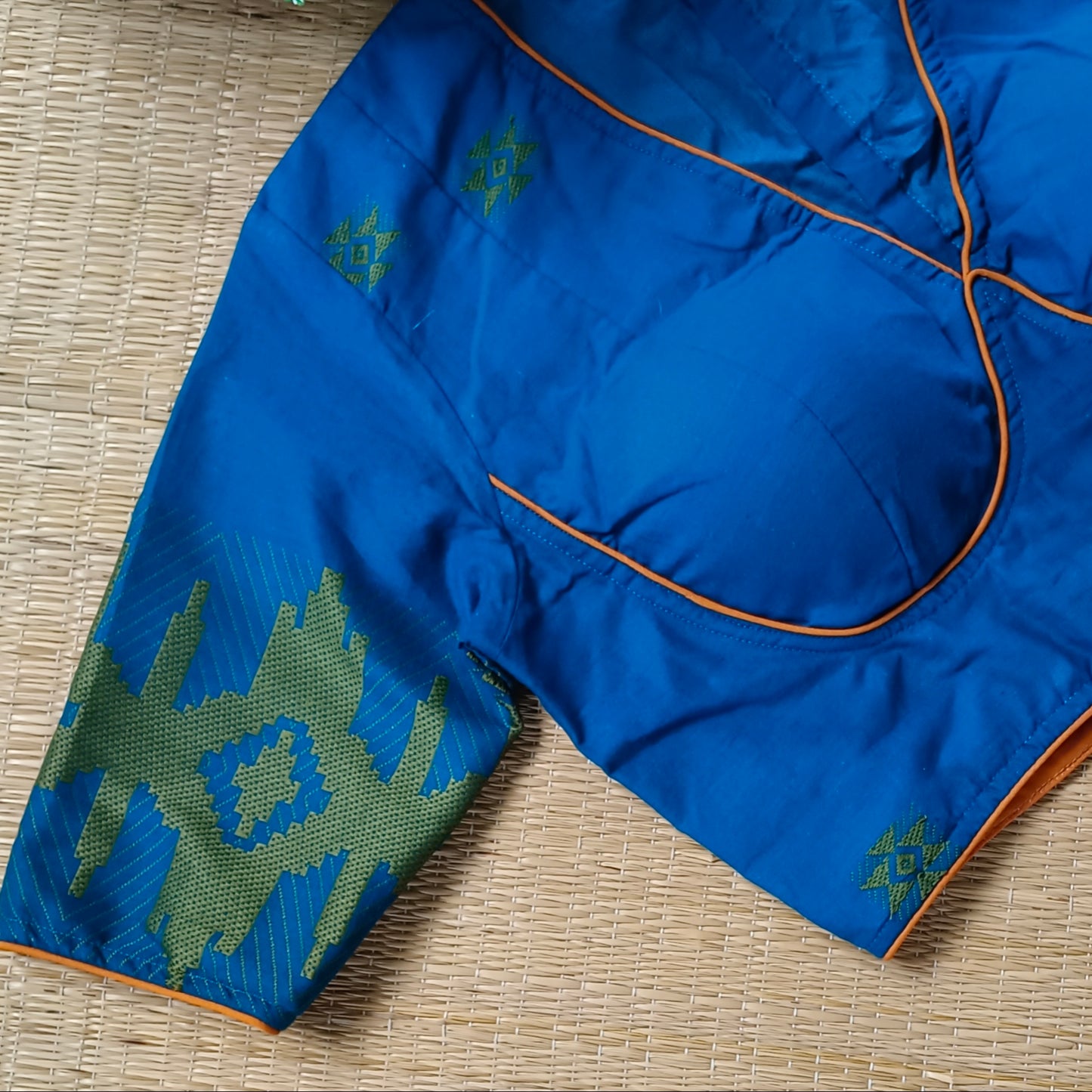 Dark Blue Jamdani Cotton Blouse