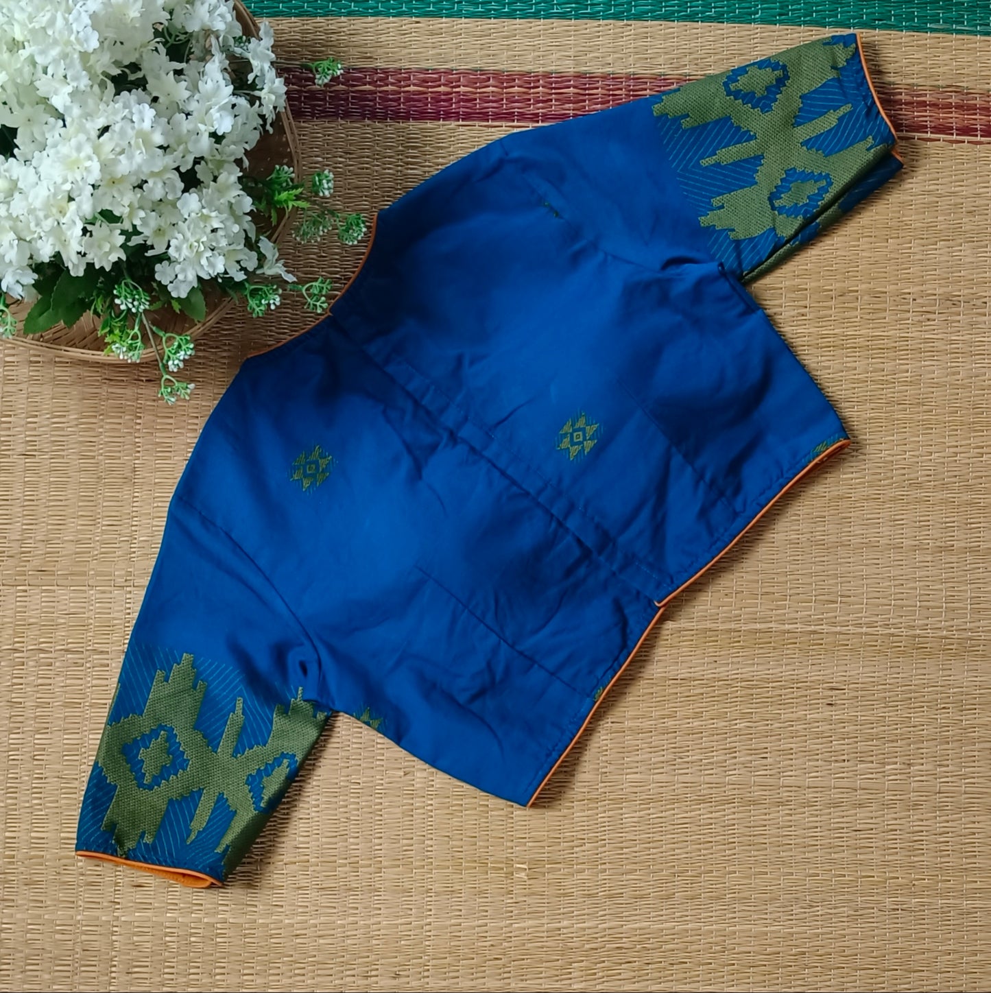 Dark Blue Jamdani Cotton Blouse
