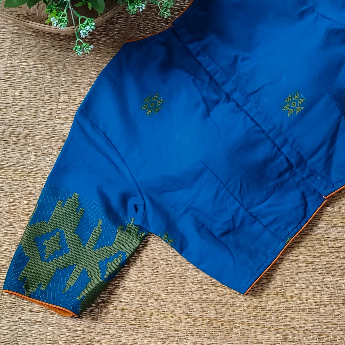 Dark Blue Jamdani Cotton Blouse