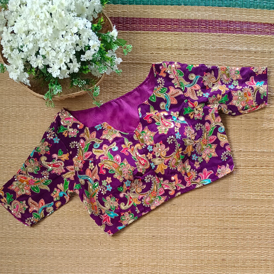 Magenta crepe code work blouse - Elbow sleeves