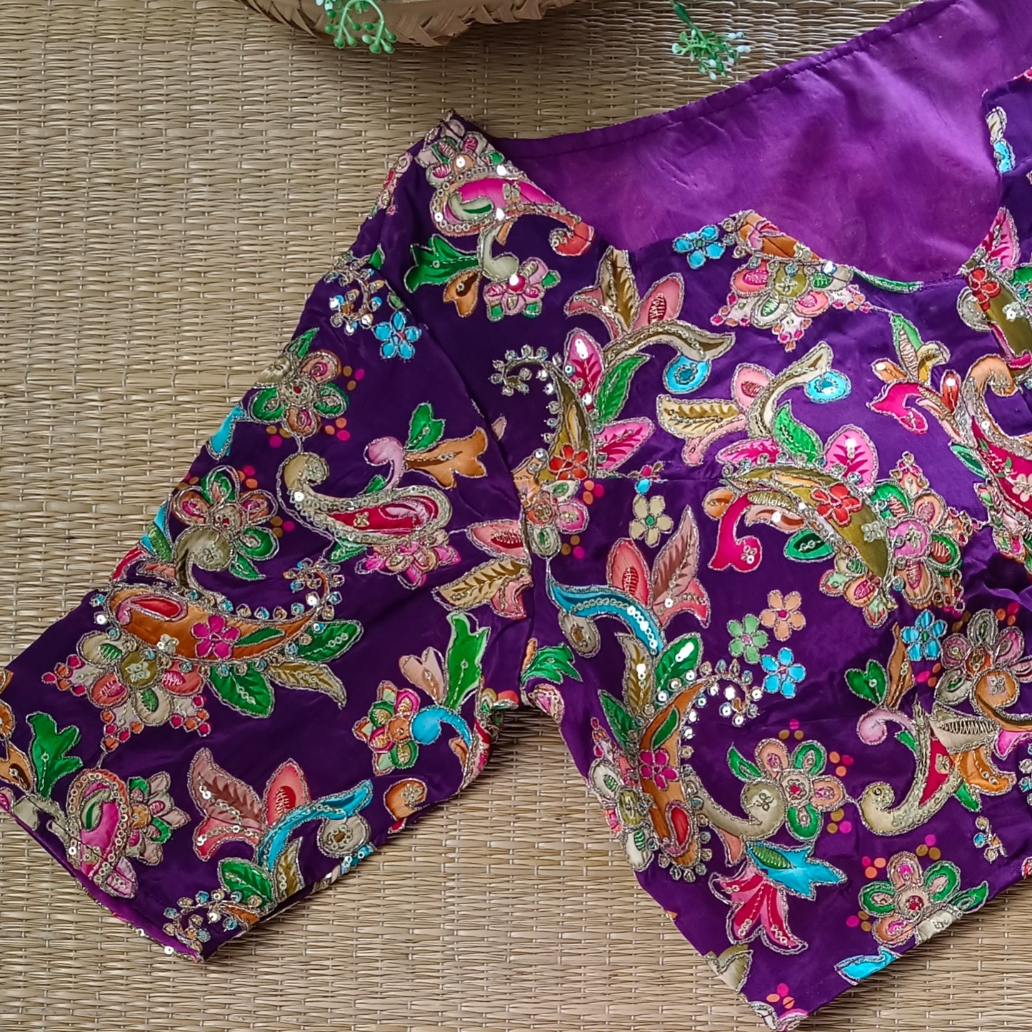 Magenta crepe code work blouse - Elbow sleeves