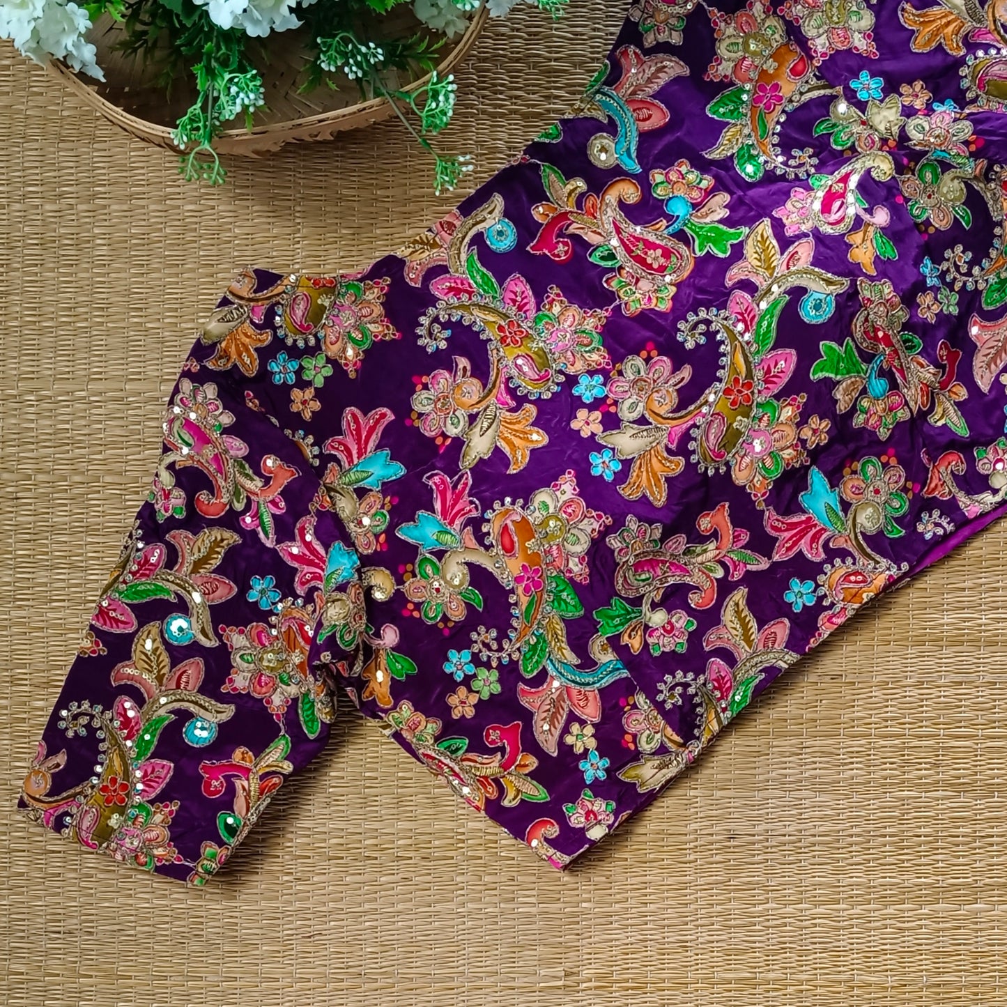 Magenta crepe code work blouse - Elbow sleeves